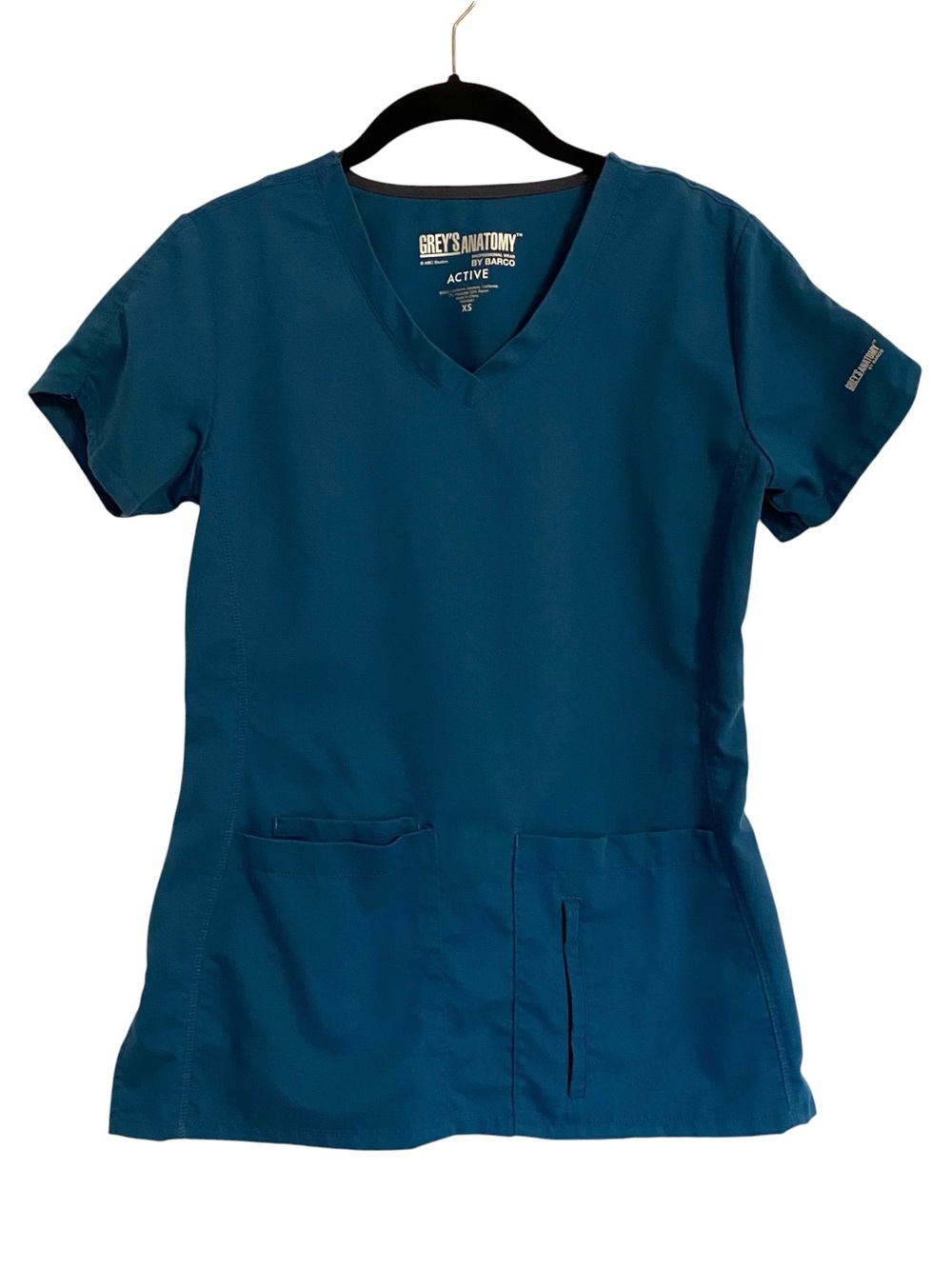 Barco Grey’s Anatomy Teal V-Neck Scrub Top XS Bahama